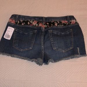 Forever 21 Distressed  Blue Jean Shorts - New with beautiful floral design 😍🌸